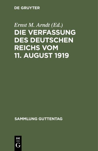 Produktbild: Die Verfassung des Deutschen Reichs vom 11. August 1919