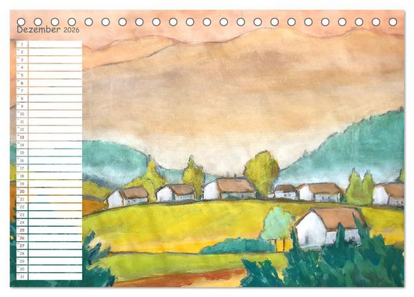 Produktbild: Gemalte Herbsttr&auml;ume - Eine malerische Reise in bunte Herbstlandschaften (Tischkalender 2026 DIN A5 quer), CALVENDO Monatskalender