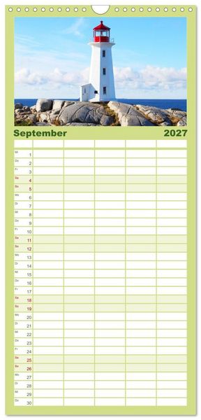 Produktbild: Familienplaner 2027 - Leuchtt&uuml;rme - Wegweisend durch das Jahr mit 5 Spalten (Wandkalender, 21 x 45 cm) CALVENDO