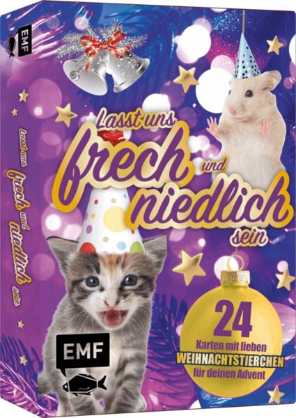 Produktbild: Adventskalender-Kartenset: Lasst uns frech und niedlich sein &ndash; 24 liebe Weihnachtstierchen f&uuml;r dich