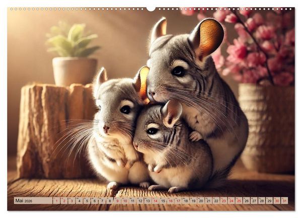 Produktbild: Chinchillas - Meister der Niedlichkeit (Wandkalender 2026 DIN A2 quer), CALVENDO Monatskalender