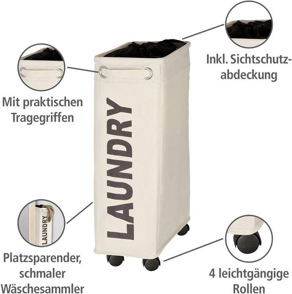Produktbild: W&auml;schesammler Mod. Corno Beige, W&auml;schekorb, 43 l