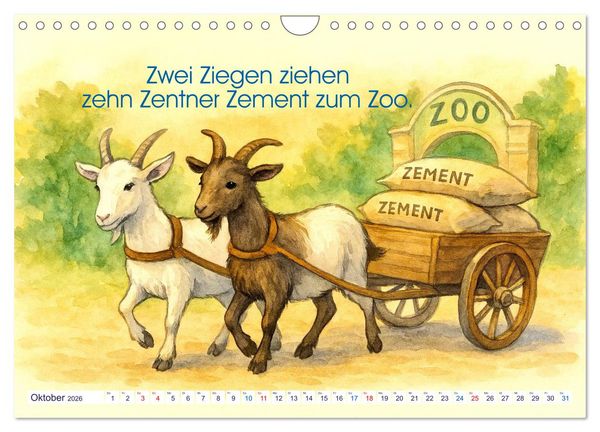 Produktbild: Zackige Zungenbrecher (Wandkalender 2026 DIN A4 quer), CALVENDO Monatskalender