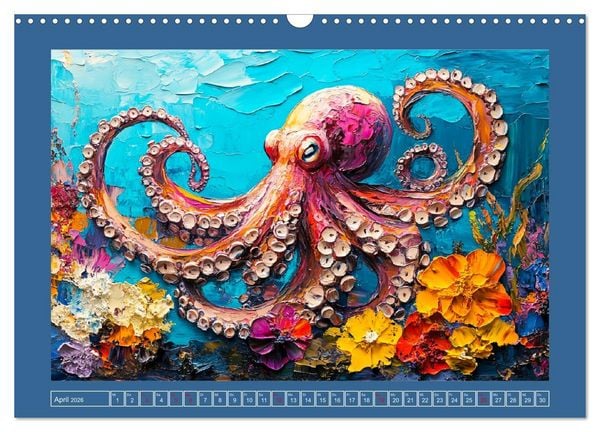 Produktbild: Bunte Fische im &Ouml;lgem&auml;lde-Stil. Zuhause in den Meerestiefen (Wandkalender 2026 DIN A3 quer), CALVENDO Monatskalender