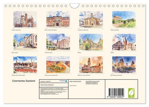 Produktbild: Charmantes Saarland (Wandkalender 2027 DIN A4 quer), CALVENDO Monatskalender