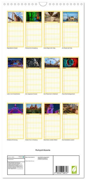 Produktbild: Familienplaner 2026 - Ruhrpott Akzente mit 5 Spalten (Wandkalender, 21 x 45 cm) CALVENDO