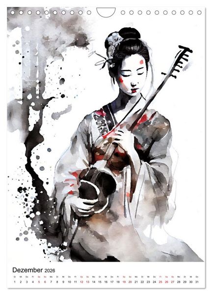 Produktbild: Geisha Aquarelle - Japanische Kulturdamen, Landschaft und Sakura (Wandkalender 2026 DIN A4 hoch), CALVENDO Monatskalender
