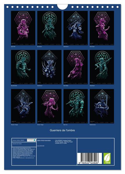 Produktbild: Guerriers de l'ombre (Calendrier mural 2026 DIN A4 horizontal), CALVENDO calendrier mensuel