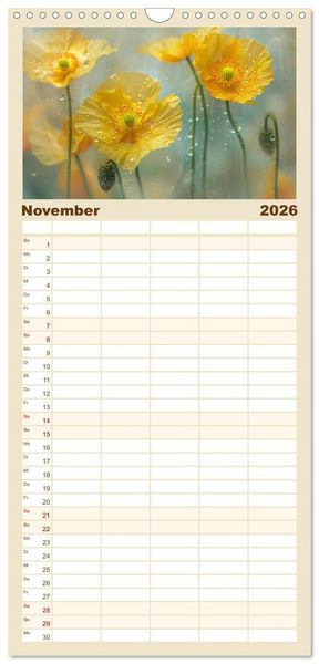 Produktbild: Familienplaner 2026 - Bezaubernde Mohnblumen mit 5 Spalten (Wandkalender, 21 x 45 cm) CALVENDO