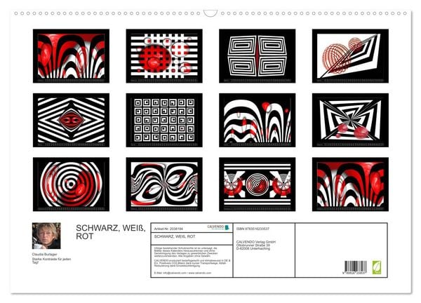 Produktbild: SCHWARZ, WEI&szlig;, ROT (Wandkalender 2026 DIN A2 quer), CALVENDO Monatskalender