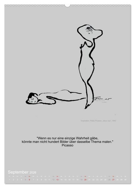 Produktbild: EROTISCHE BODYPAINTING ZITATE - HOMMAGE AN KLIMT, SCHIELE UND PICASSO (hochwertiger Premium Wandkalender 2026 DIN A2 hoch), Kunstdruck in Hochglanz