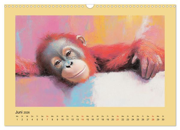 Produktbild: Majest&auml;tische Menschenaffen. Faszinierende Wesen in kunstvoller &Ouml;loptik (Wandkalender 2026 DIN A3 quer), CALVENDO Monatskalender