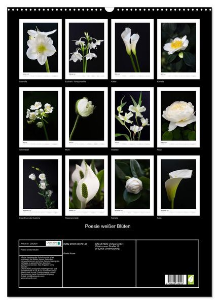 Produktbild: Poesie wei&szlig;er Bl&uuml;ten (Wandkalender 2026 DIN A2 hoch), CALVENDO Monatskalender