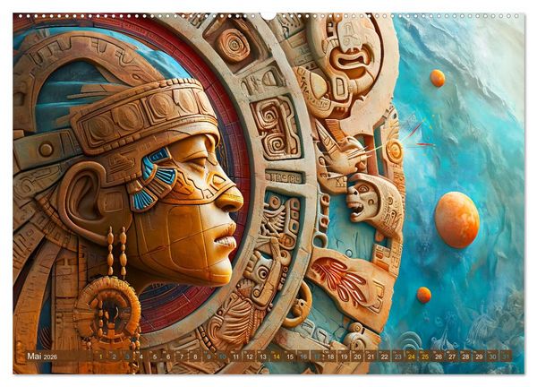 Produktbild: Sternenkrieger - Science Fiction Visionen der Maya und Azteken (Wandkalender 2026 DIN A2 quer), CALVENDO Monatskalender