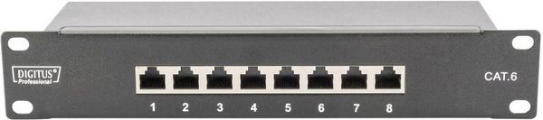 Produktbild: Digitus DN-91608S 8 Port Netzwerk-Patchpanel 254mm (10") CAT 6 1 HE Best&uuml;ckt