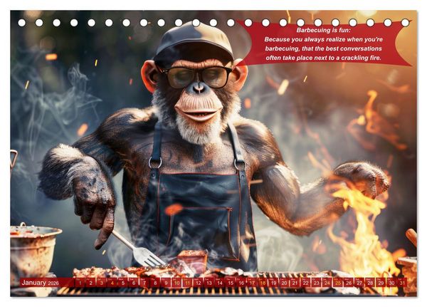 Produktbild: Funny charming animals as barbecue chef (Desk Calendar 2026 DIN A5 landscape), CALVENDO 12 Month DeskCalendar
