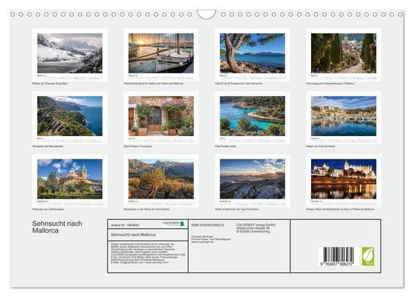 Produktbild: Sehnsucht nach Mallorca (Wandkalender 2026 DIN A3 quer), CALVENDO Monatskalender
