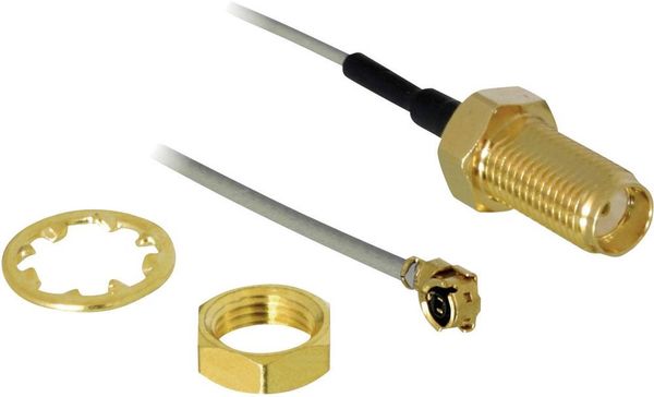 Delock WLAN-Antennen Verlängerungskabel [1x IPEX-Stecker - 1x SMA-Buchse] 20.00 cm Grau vergoldete Steckkontakte