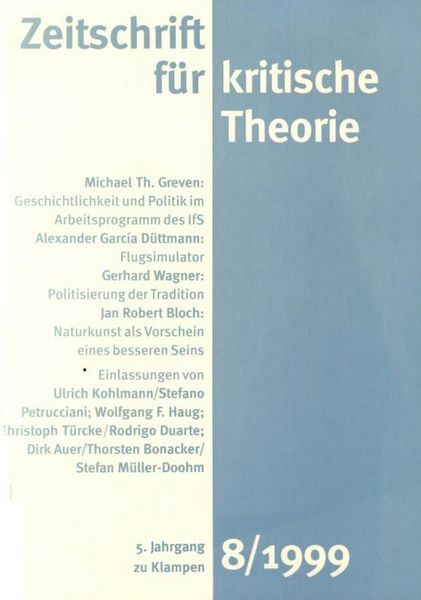 Produktbild: Zeitschrift f&uuml;r kritische Theorie / Zeitschrift f&uuml;r kritische Theorie, Heft 8 (1999)