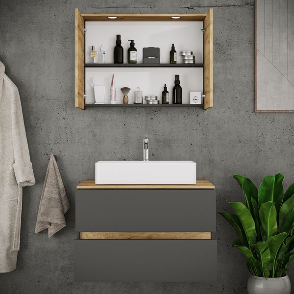 Produktbild: 3 tlg. Badm&ouml;bel-Set mit Waschbecken Cosila-A 80 cm
