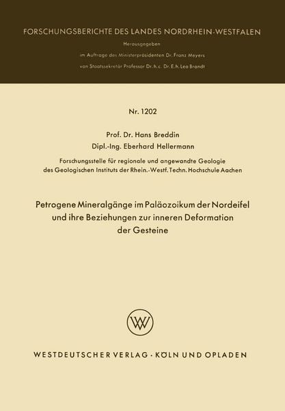 Produktbild: Petrogene Mineralg&auml;nge im Pal&auml;ozoikum der Nordeifel und ihre Beziehungen zur inneren Deformation der Gesteine