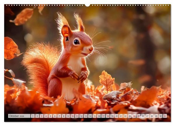 Produktbild: EICHH&Ouml;RNCHEN Niedliche kleine Wesen (Wandkalender 2026 DIN A2 quer), CALVENDO Monatskalender