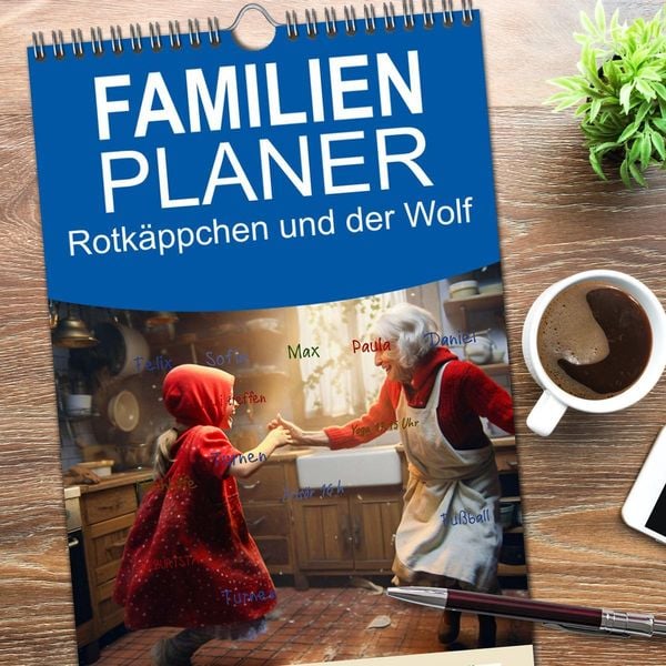 Produktbild: Familienplaner 2026 - Rotk&auml;ppchen und der Wolf mit 5 Spalten (Wandkalender, 21 x 45 cm) CALVENDO