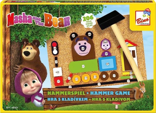 Bino 16127 - Hammerspiel Mascha und der Bär, 206 Teile, Motorikspielzeug