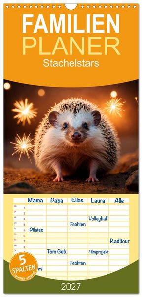 Produktbild: Familienplaner 2027 - Stachelstars mit 5 Spalten (Wandkalender, 21 x 45 cm) CALVENDO