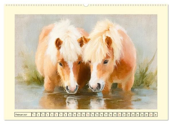 Produktbild: Zauberhafte Ponys. Kleine Pferdchen in lieblicher &Ouml;loptik (hochwertiger Premium Wandkalender 2027 DIN A2 quer), Kunstdruck in Hochglanz