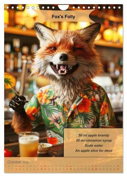 Produktbild: Animal cocktail creations for bartenders (Wall Calendar 2026 DIN A4 portrait), CALVENDO 12 Month Wall Calendar