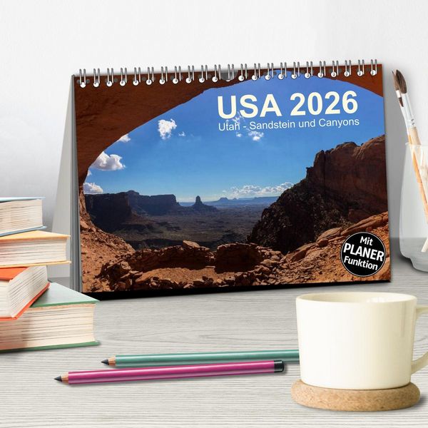 Produktbild: USA 2026 Utah - Sandstein und Canyons (Tischkalender 2026 DIN A5 quer), CALVENDO Monatskalender