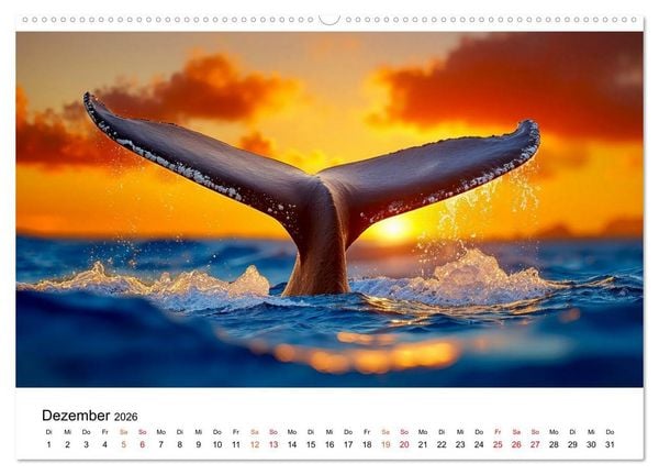 Produktbild: Wale - ein Jahr voller Meer (hochwertiger Premium Wandkalender 2026 DIN A2 quer), Kunstdruck in Hochglanz