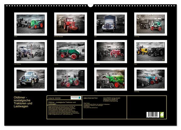 Produktbild: Oldtimer - nostalgische Traktoren und Lastwagen (Wandkalender 2026 DIN A2 quer), CALVENDO Monatskalender