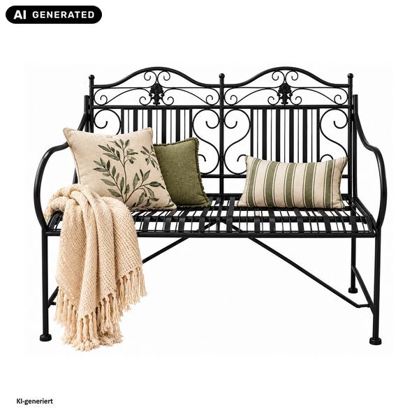 Produktbild: HTI-Living Gartenbank Schwarz Metallbank Celia Gartenbank Schwarz Metallbank Celia