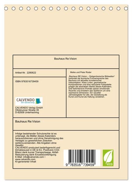 Produktbild: Bauhaus Re:Vision (Tischkalender 2026 DIN A5 hoch), CALVENDO Monatskalender