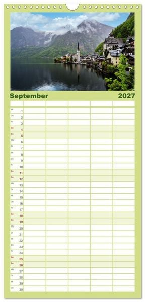 Produktbild: Familienplaner 2027 - Traumziel Hallstatt in &Ouml;sterreich mit 5 Spalten (Wandkalender, 21 x 45 cm) CALVENDO