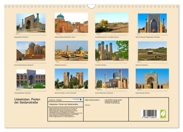 Produktbild: Usbekistan, Perlen der Seidenstra&szlig;e (Wandkalender 2026 DIN A3 quer), CALVENDO Monatskalender