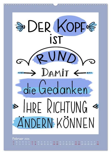 Produktbild: Nachgedacht-Spr&uuml;che und Zitate (Wandkalender 2026 DIN A2 hoch), CALVENDO Monatskalender