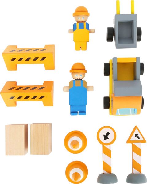 Produktbild: small foot 12007 - Baukran aus Holz mit Baustellenzubeh&ouml;r, 13 Teile, 360 Grad drehbar