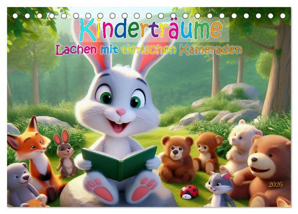 Kinderträume - Lachen mit tierischen Kameraden (Tischkalender 2026 DIN A5 quer), CALVENDO Monatskalender