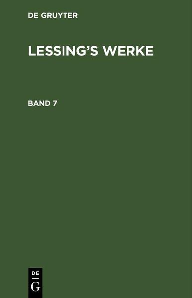 Produktbild: G. E. Lessing: Lessing's Werke. Band 7
