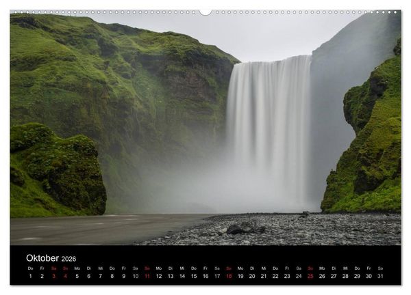 Produktbild: Islands Landschaften - Wasser, Eis und gr&uuml;nes Moos (hochwertiger Premium Wandkalender 2026 DIN A2 quer), Kunstdruck in Hochglanz