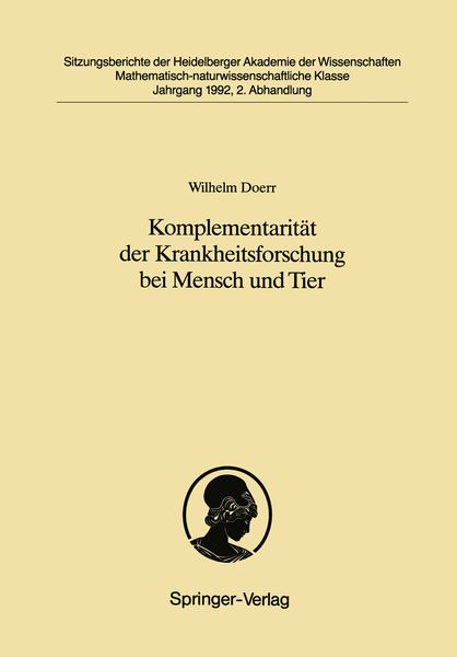 Produktbild: Komplementarit&auml;t der Krankheitsforschung bei Mensch und Tier