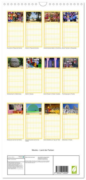 Produktbild: Familienplaner 2026 - Mexiko - Land der Farben mit 5 Spalten (Wandkalender, 21 x 45 cm) CALVENDO