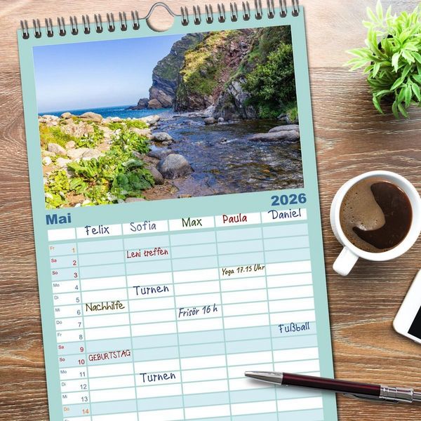 Produktbild: Familienplaner 2026 - Exmoor National Park mit 5 Spalten (Wandkalender, 21 x 45 cm) CALVENDO