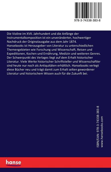 Produktbild: Die Violine im XVII. Jahrhundert und die Anf&auml;nge der Instrumentalkomposition