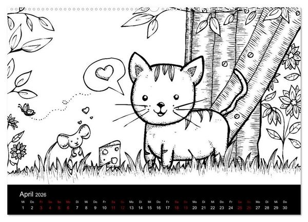Produktbild: Bezaubernde Mini-Monster - Ein Ausmal-Kalender (Wandkalender 2026 DIN A2 quer), CALVENDO Monatskalender