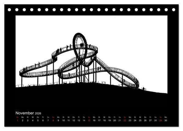 Produktbild: Ruhrpott und Niederrhein in Schwarzwei&szlig; (Tischkalender 2026 DIN A5 quer), CALVENDO Monatskalender