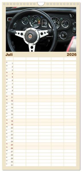 Produktbild: Familienplaner 2026 - Klassische Armaturenbretter mit 5 Spalten (Wandkalender, 21 x 45 cm) CALVENDO